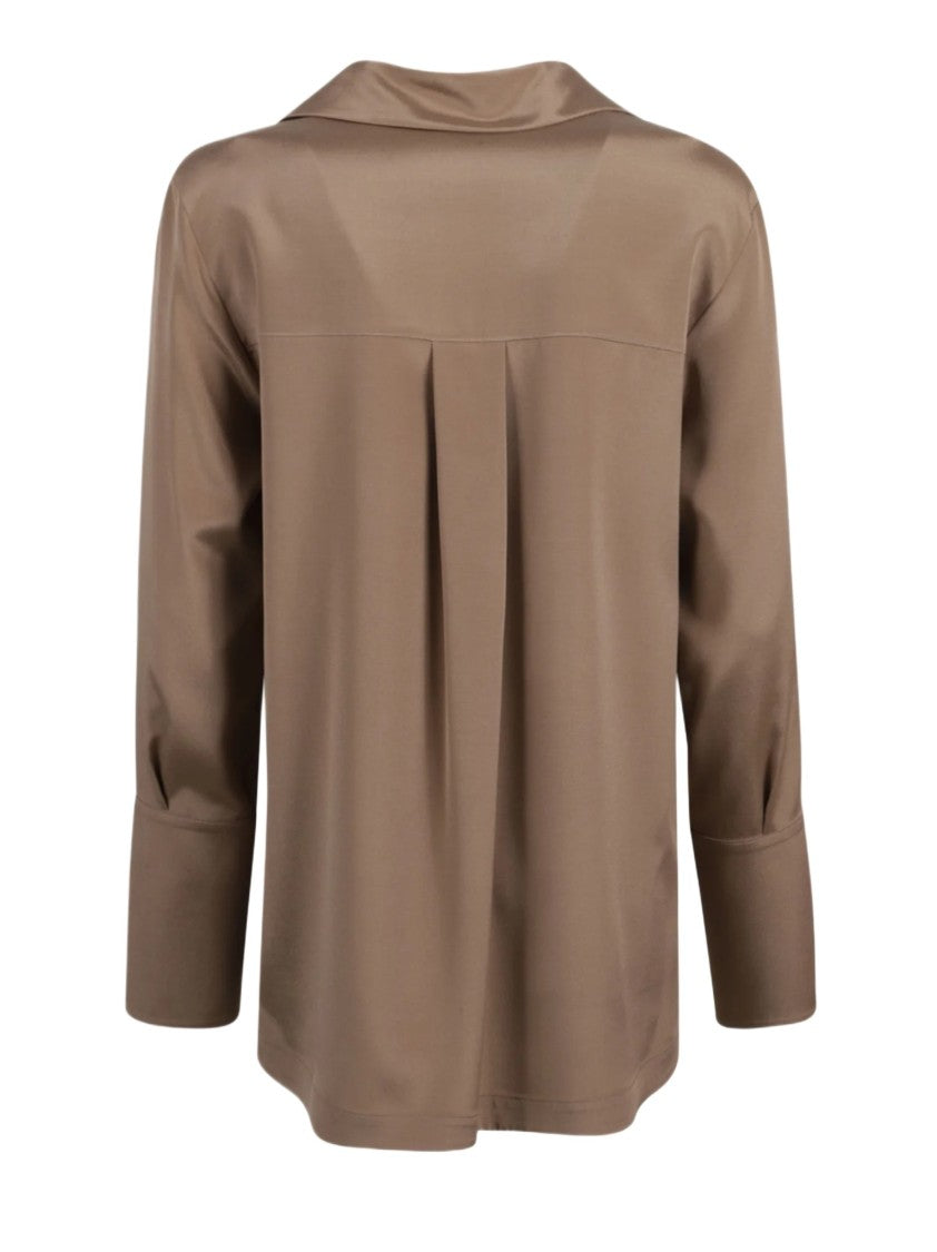 Max Mara Brown Silk Blouse With Cut-Out Underarm Detail