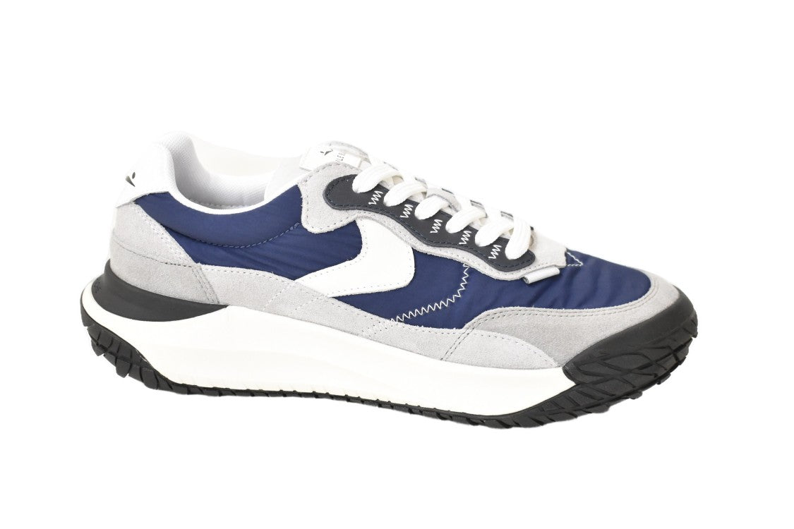 Voile Blanche Navy-Grey Sneakers With Suede