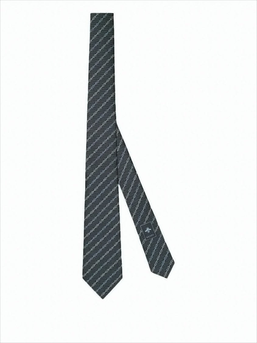 Gucci Interlocking Chain Link Pattern Silk Tie