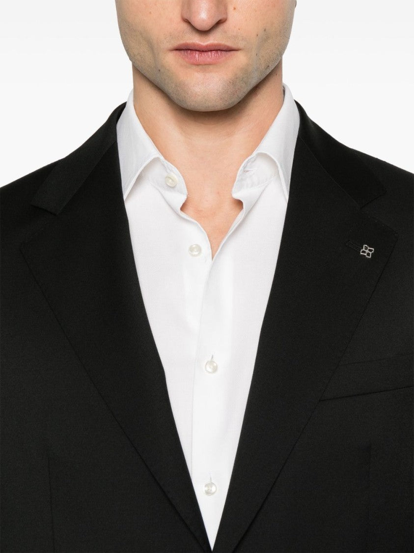 Tagliatore Classic Black Wool Suit With English Rear Vents