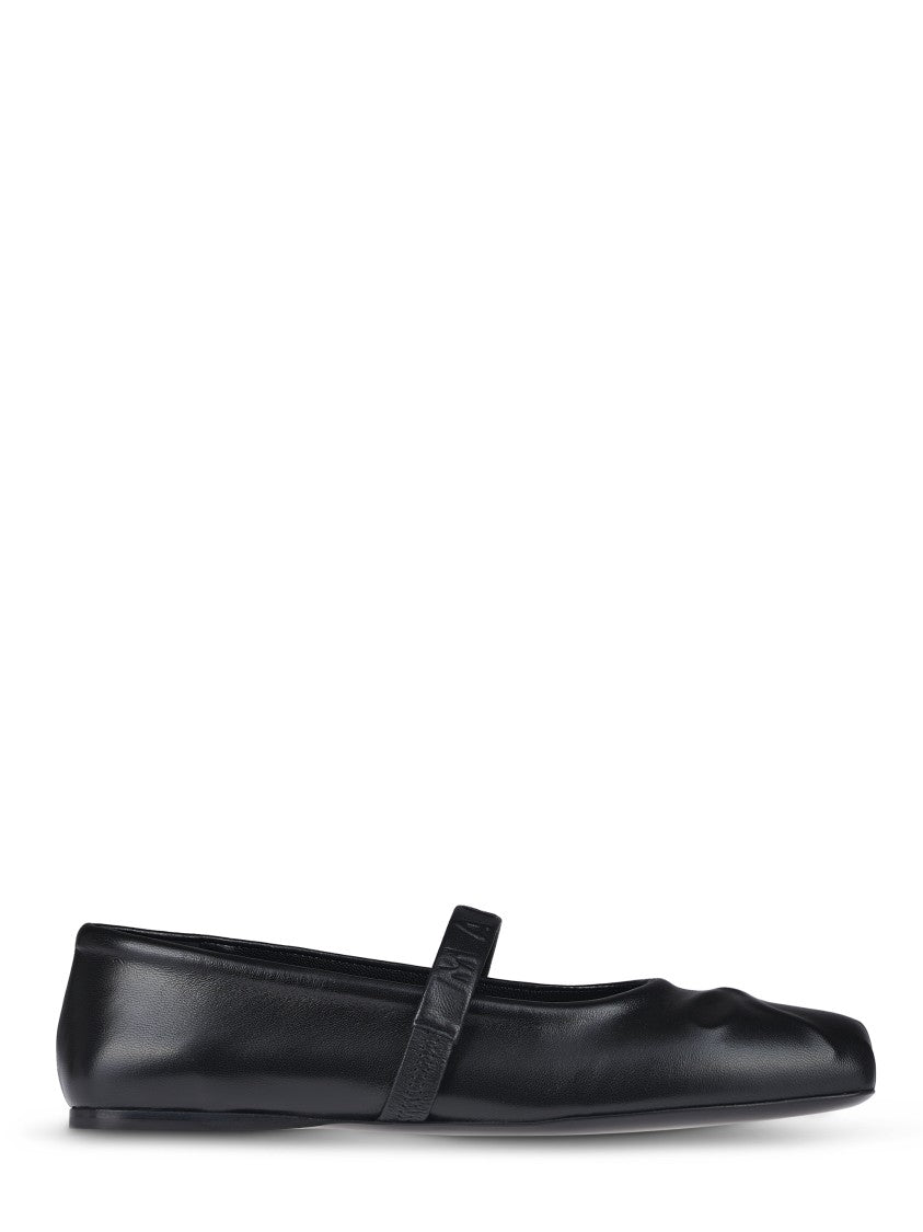 Marni Ruched Ovine Leather Black Sandals