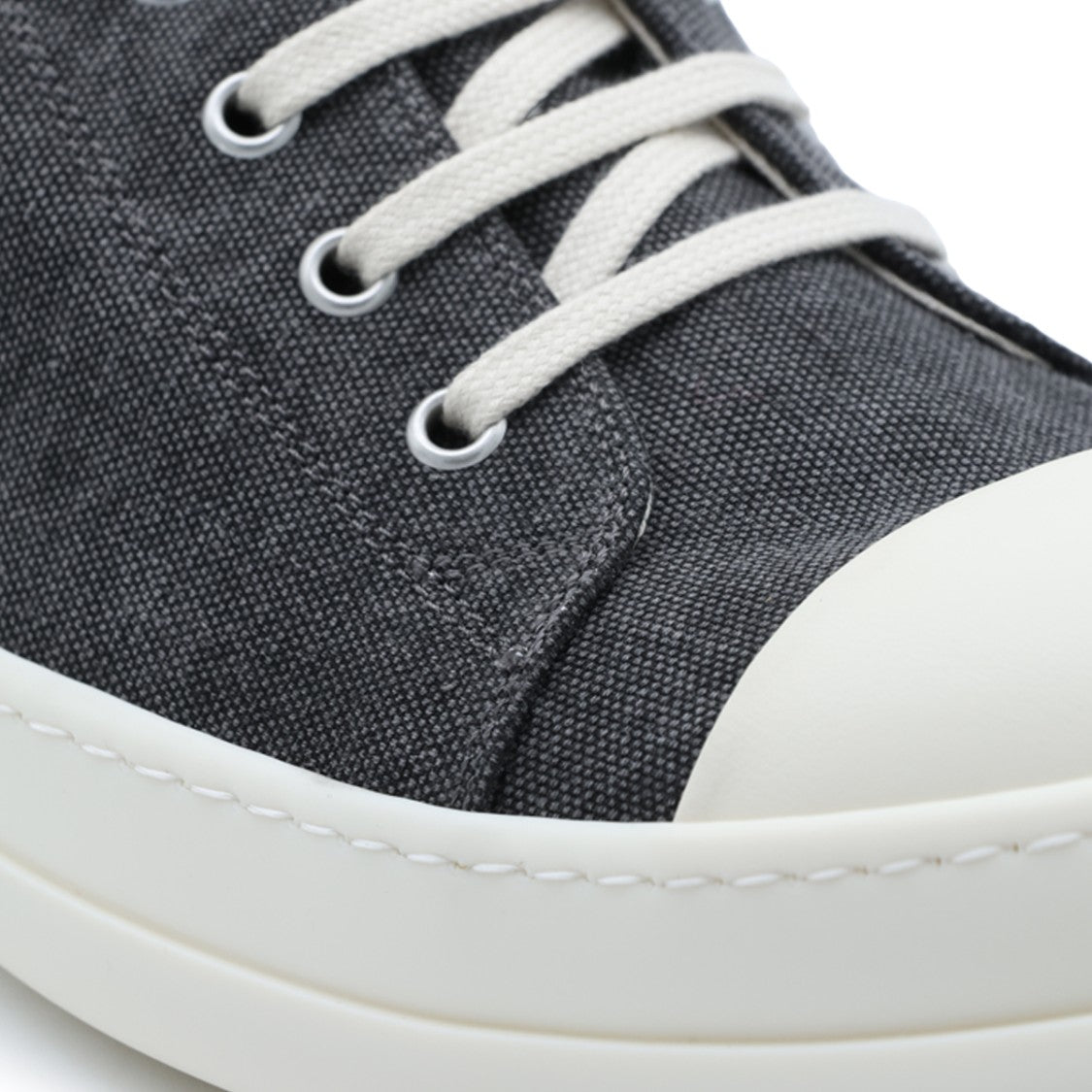 Drkshdw By Rick Owens Textured Grey Leather Sneakers With Round Toe And Elevated Sole
