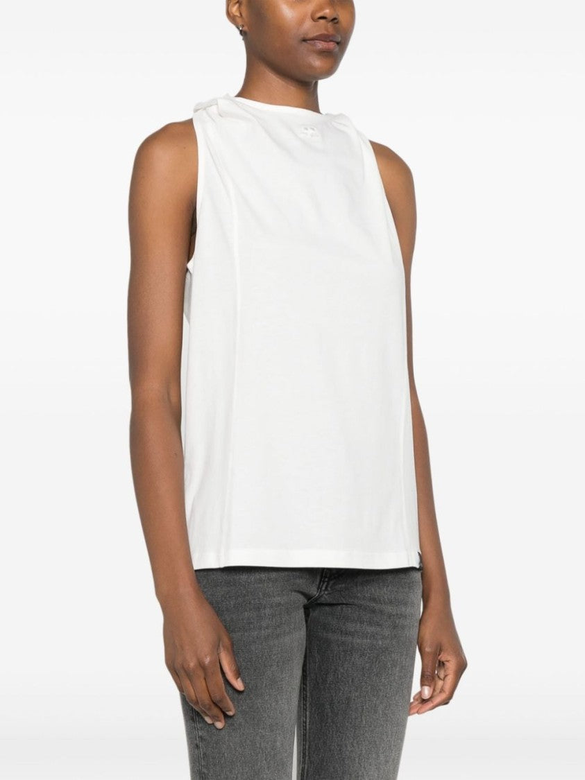 Courrèges Sleeveless Hooded Top With Embroidered Logo