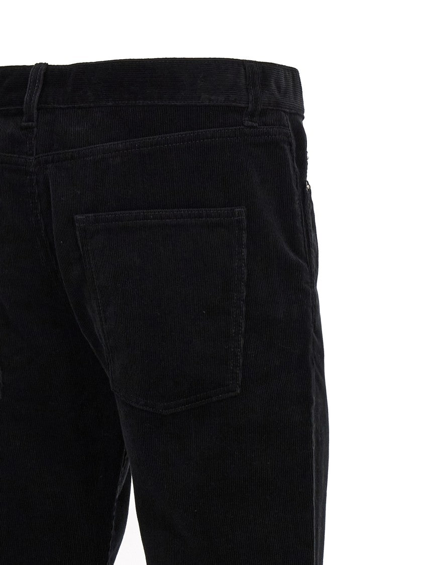 Saint Laurent Slim Fit Black Corduroy Trousers With Classic Five-Pocket Design