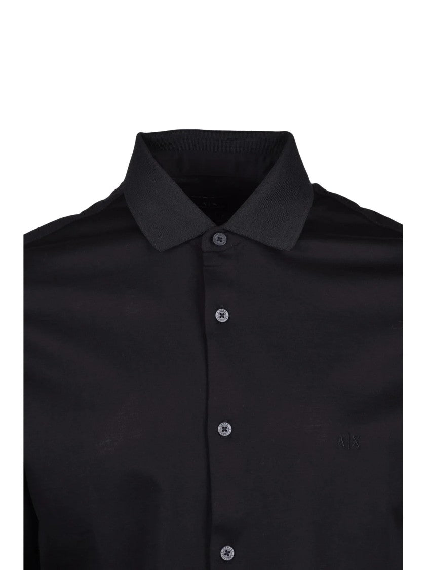 Armani Exchange Black Tailored Cotton Shirt