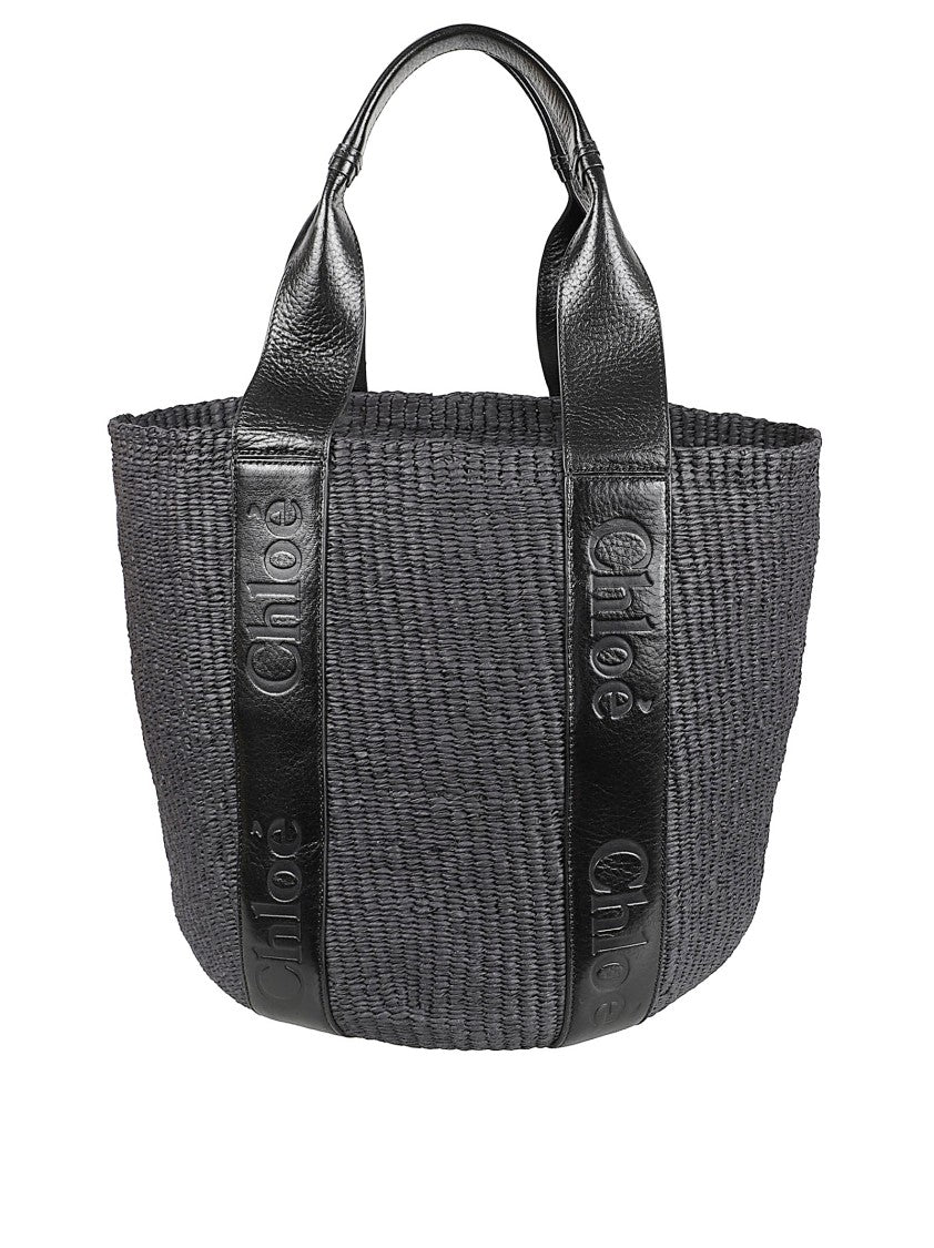 Chloé Woven Tote Bag With Embossed Leather Handles