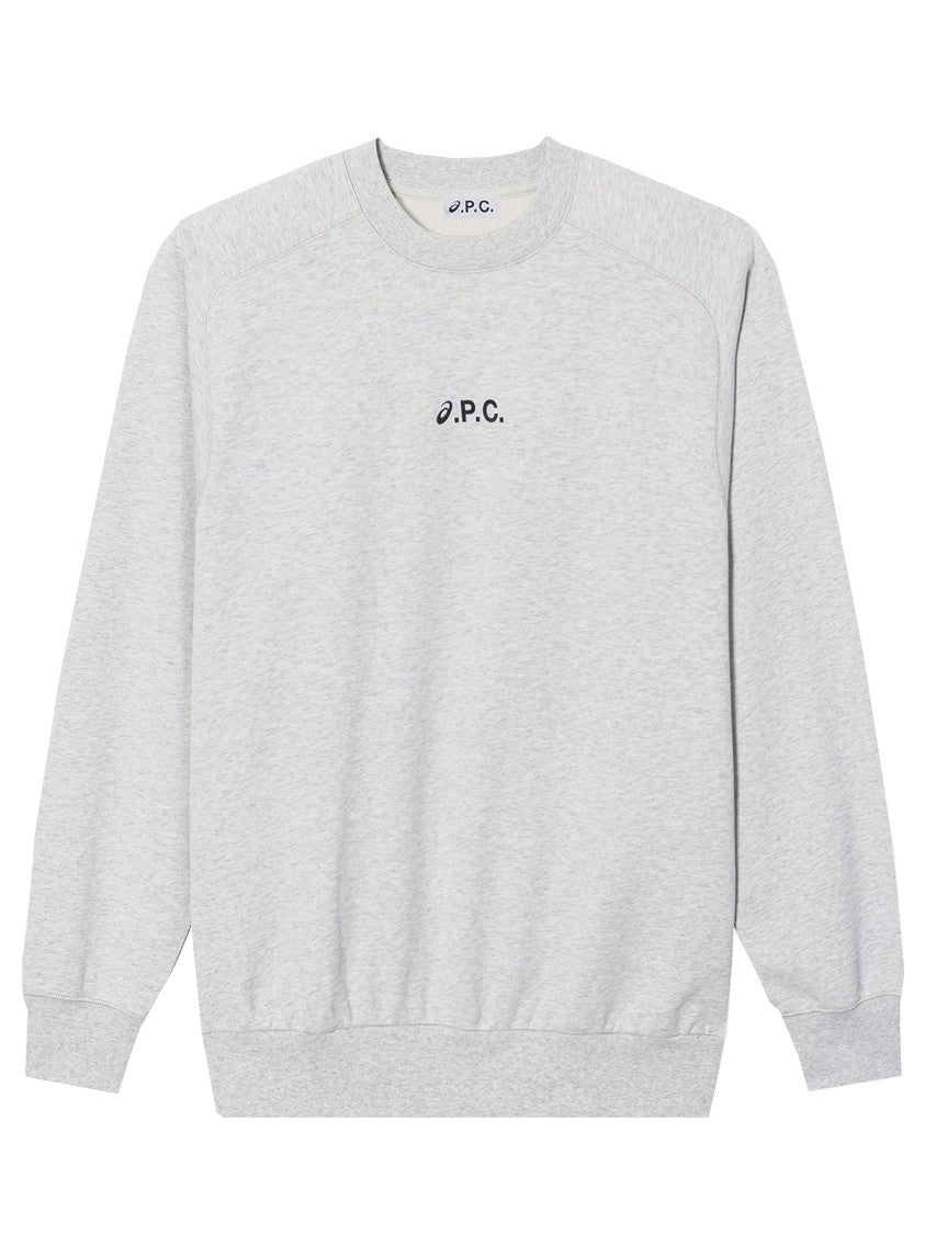 A.P.C. X Asics Grey Cotton Crewneck Sweatshirt With Logo Print