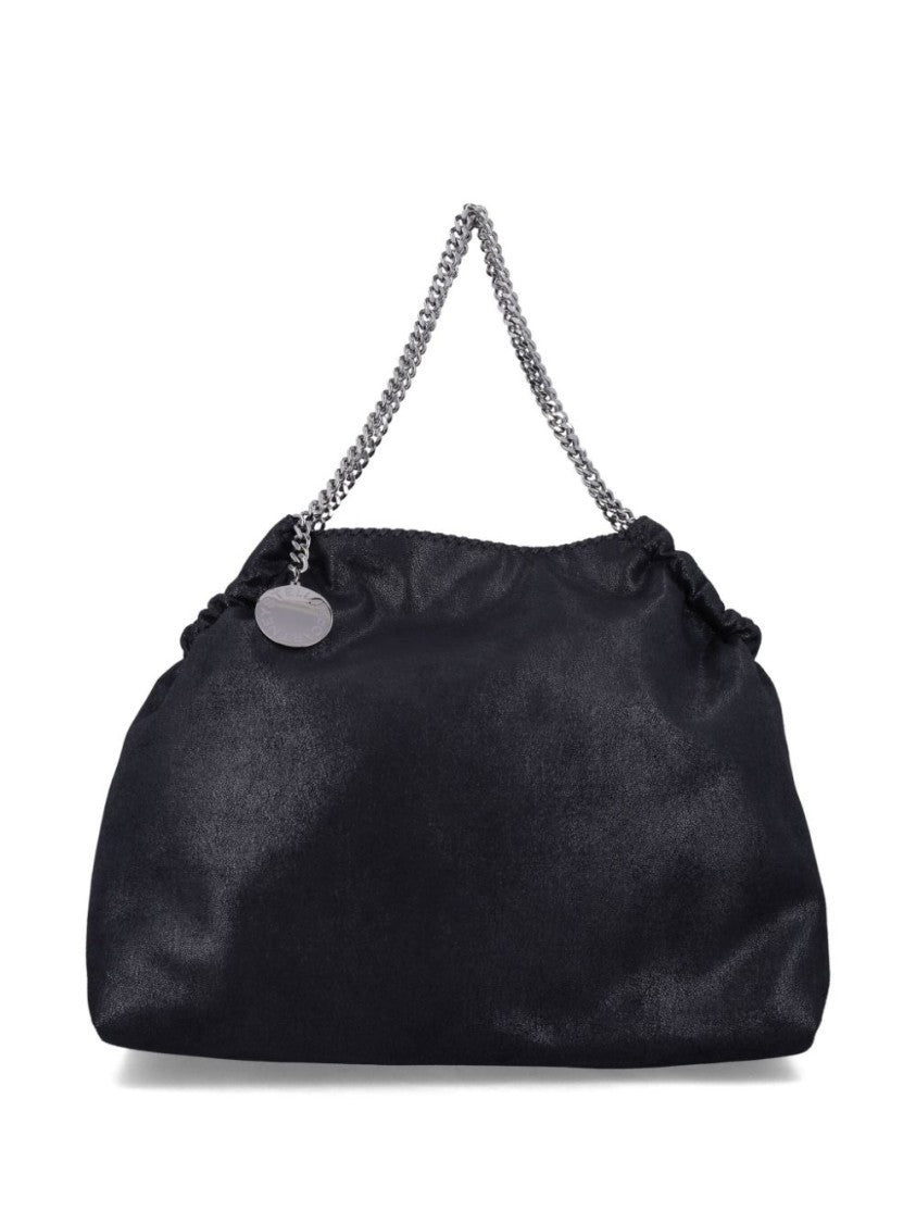 Stella Mccartney Soft-Textured Black Handbag With Silver-Tone Chain Strap