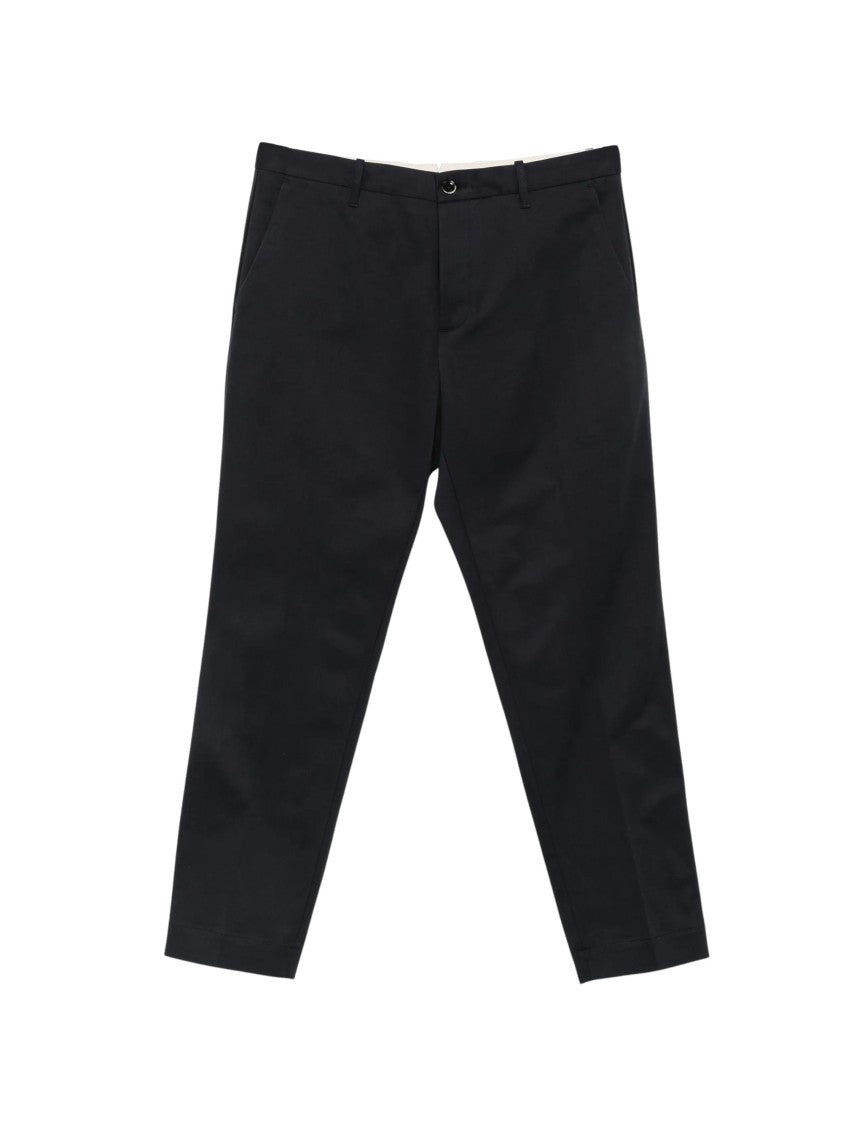 Nine In The Morning Tailored Fit Black Trousers With Button Closure And Flap Pockets
