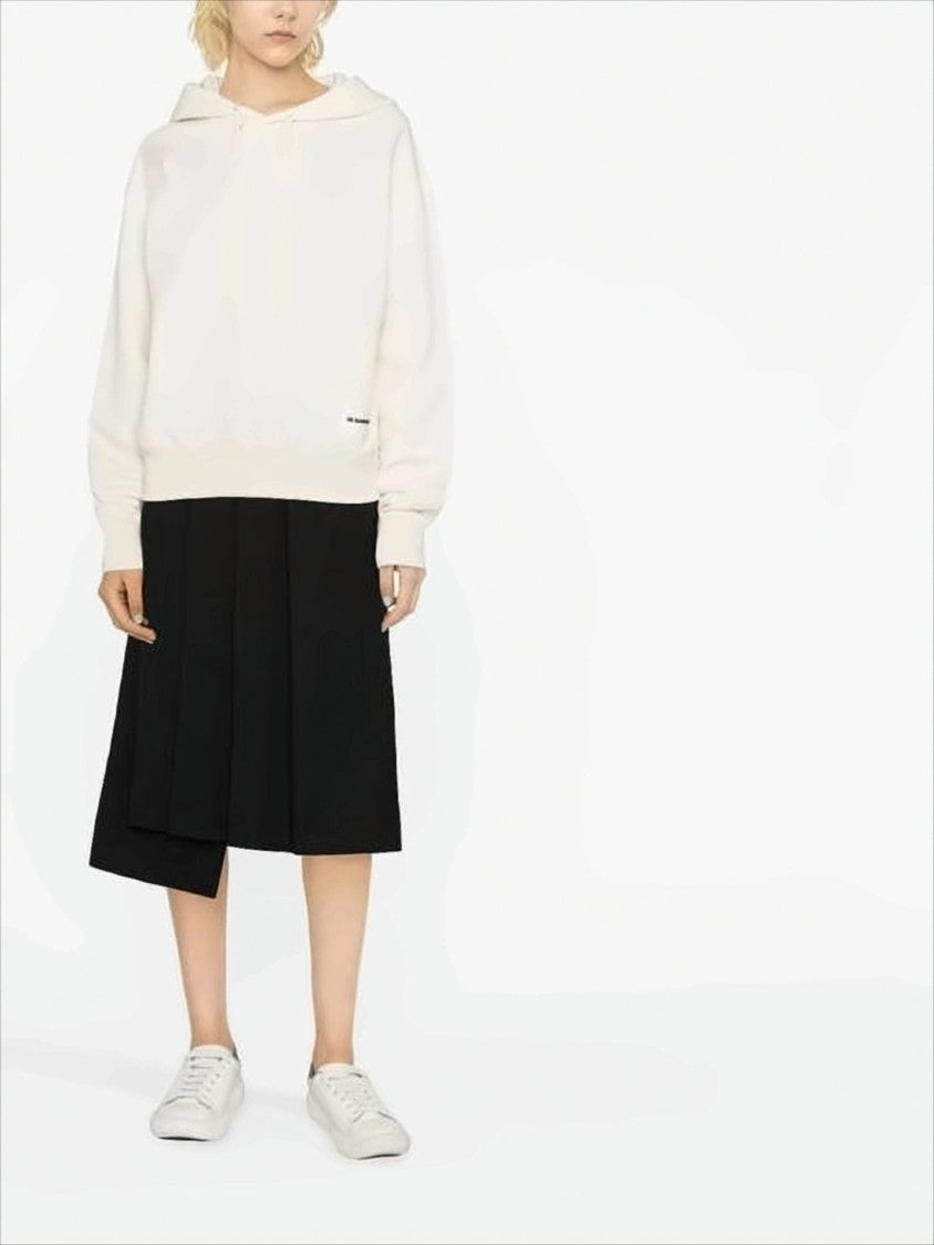 Jil Sander Minimalist Hoodie With Relaxed Fit And Drawstring