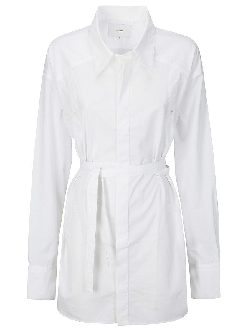 Setchu Cotton Shirt With Belt And Cutouts