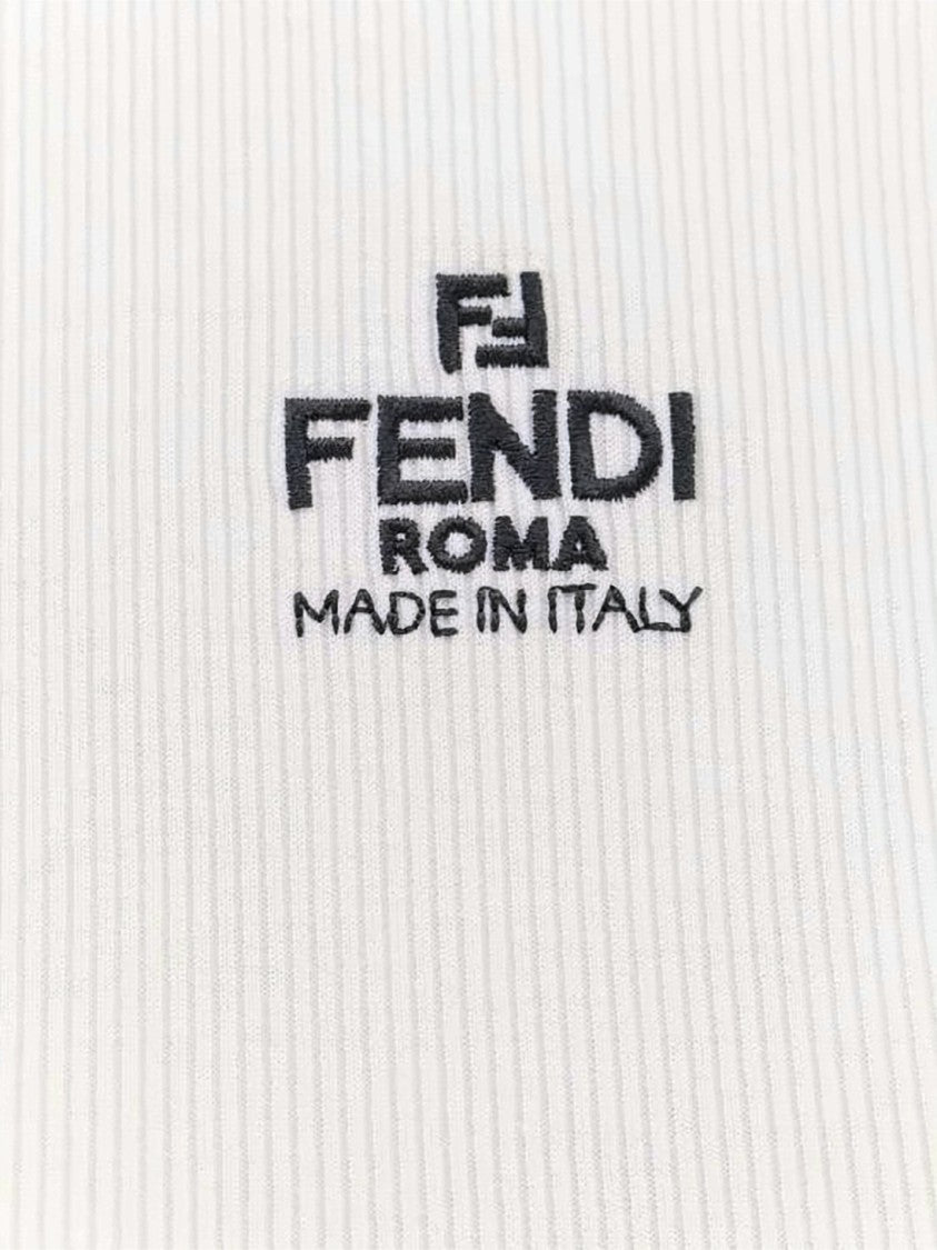 Fendi Ribbed Fendi Cropped Short-Sleeve Top
