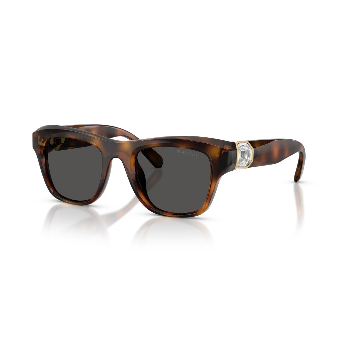 Swarovski 0Sk6056u Rectangular Tortoiseshell Sunglasses With Crystal Accents