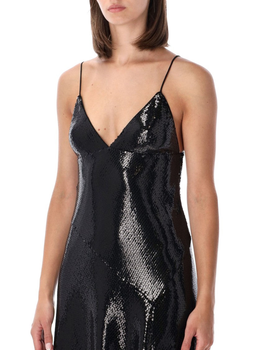 Alberta Ferretti Sequined Jersey Slit Maxi Dress