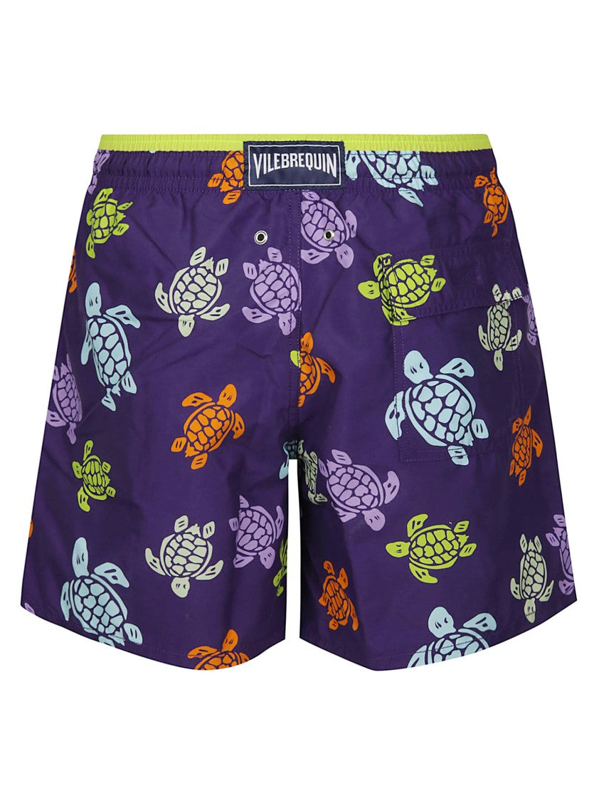 Vilebrequin Purple Moka Polyamide Turtle Swim Shorts