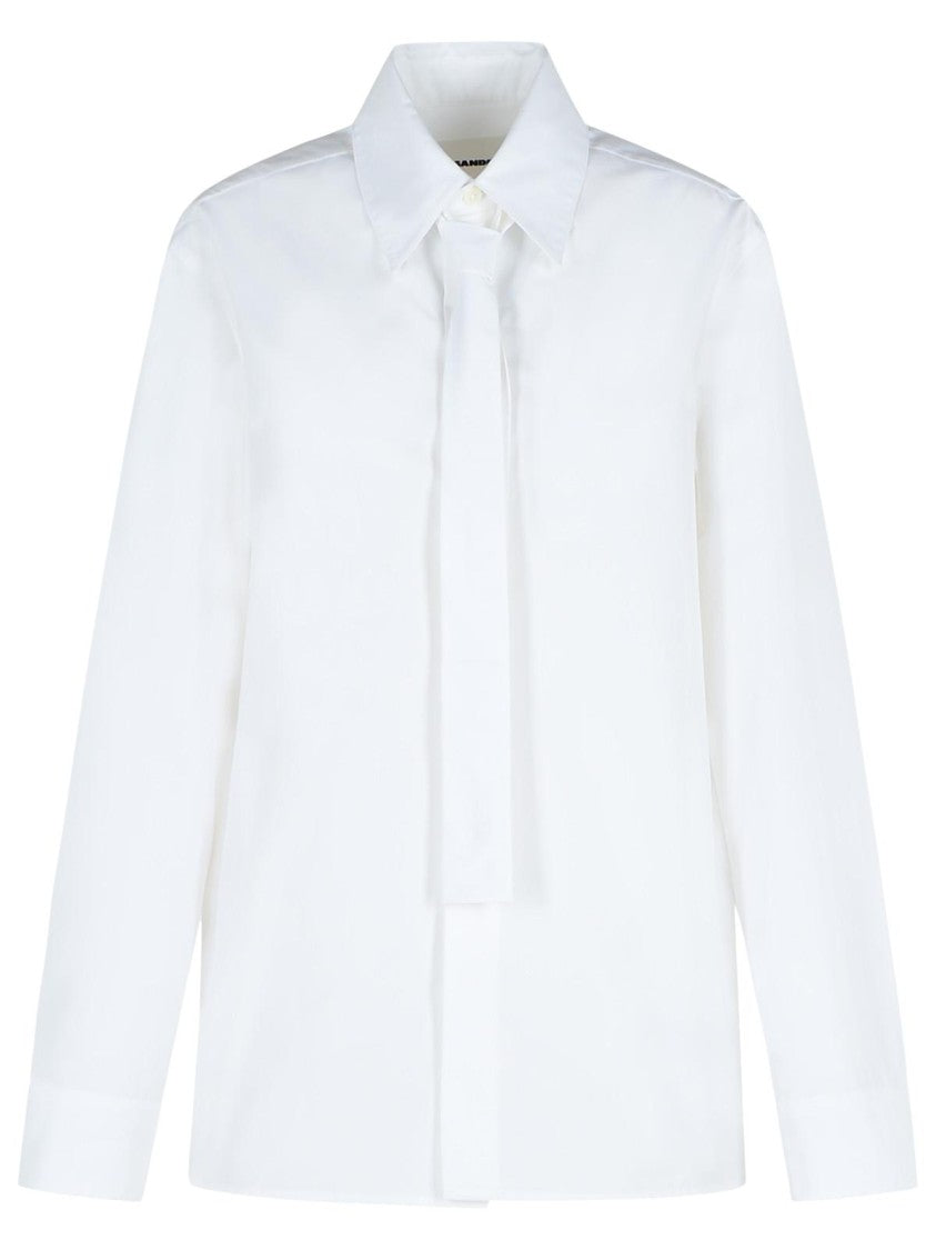 Jil Sander Refined White Cotton Shirt With Pointed Collar