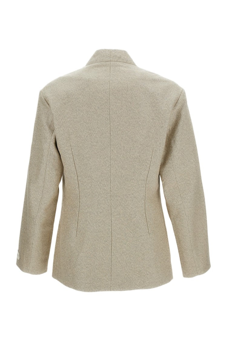 Jacquemus Collarless Linen-Cotton Tailored Jacket