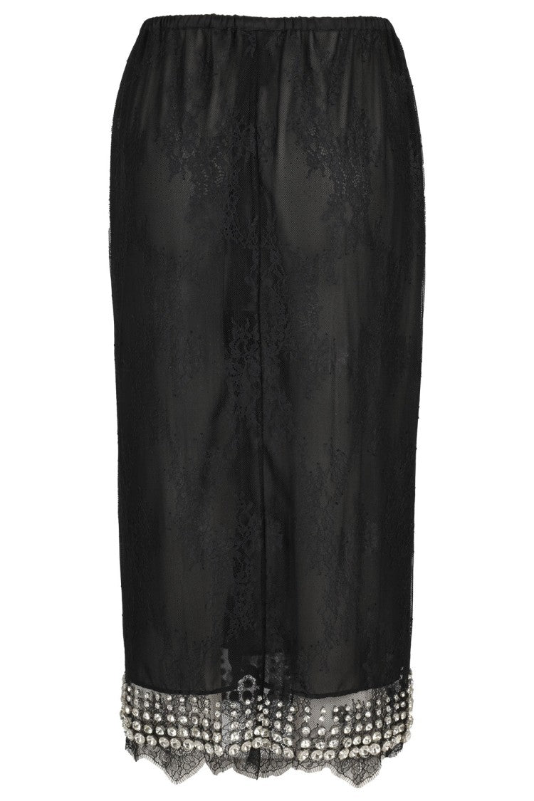 Chb Christian Boaro Black Embroidered Midi Skirt
