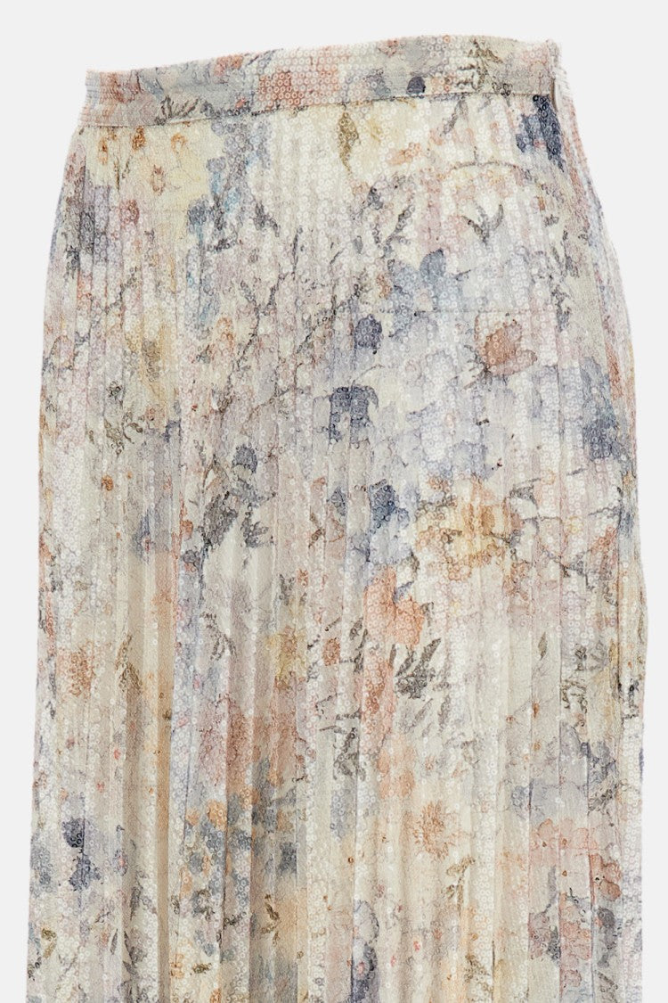 Golden Goose Pleated Floral Print Skirt