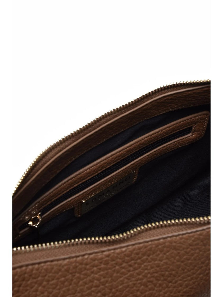 Ermanno Firenze Unity Shoulder Bag In Textured Taupe Polyurethane