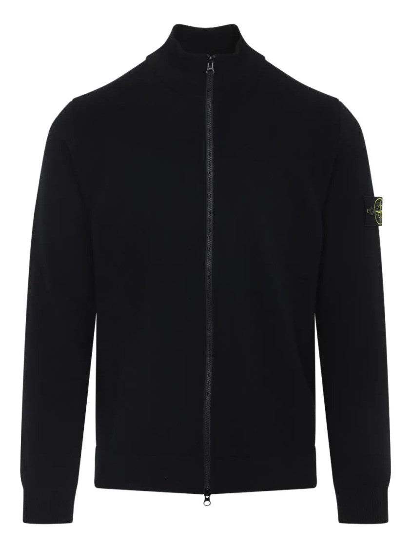 Stone Island Zip-Front Logo-Patch Cardigan