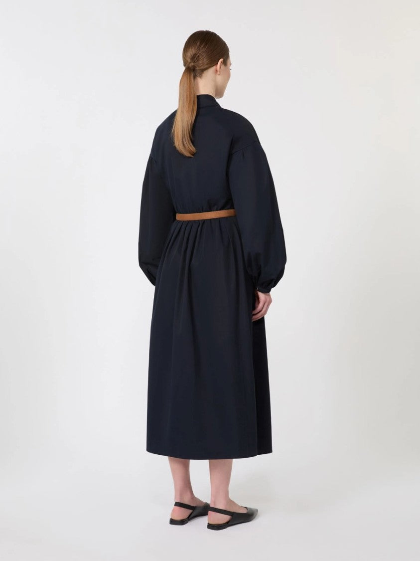 Max Mara Midi Dress With Puff Sleeves And Cinched Waist
