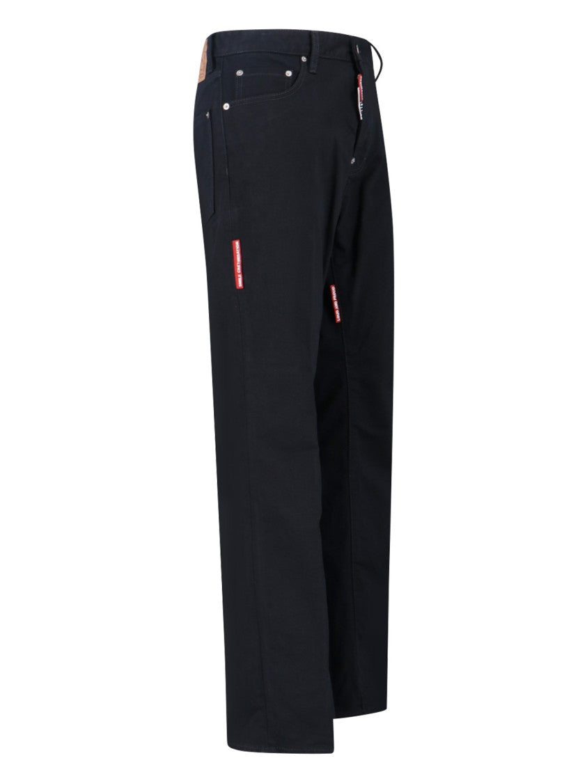 Dsquared2 Straight-Leg Black Denim Jeans With Logo Patches