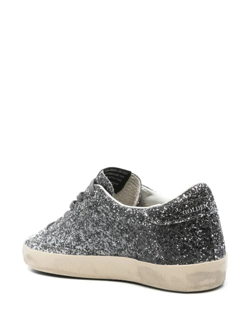 Golden Goose Glittering Silver-Tone Lace-Up Sneakers With Padded Ankle