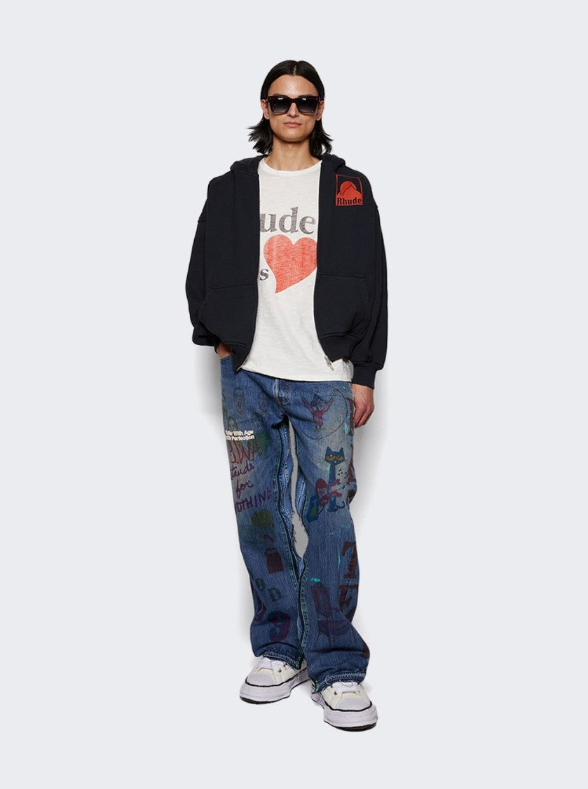 Rhude Moonlight Badge Full Zip Hoodie Black