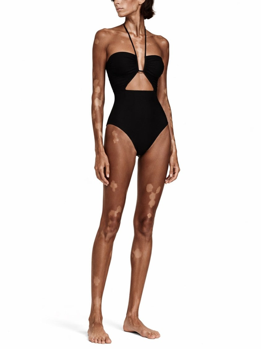 Rick Owens Black Bandeau Central Cutout One-Piece Swimsuit