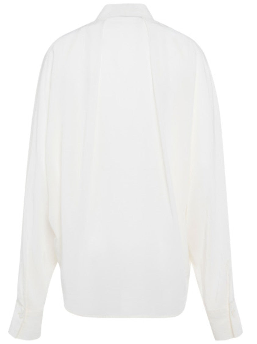Tela Blanca Flowing White Viscose-Silk Blouse