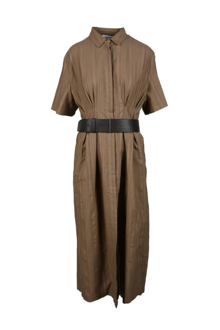 Fabiana Filippi Cotton Silk Chemise Dress - Brown