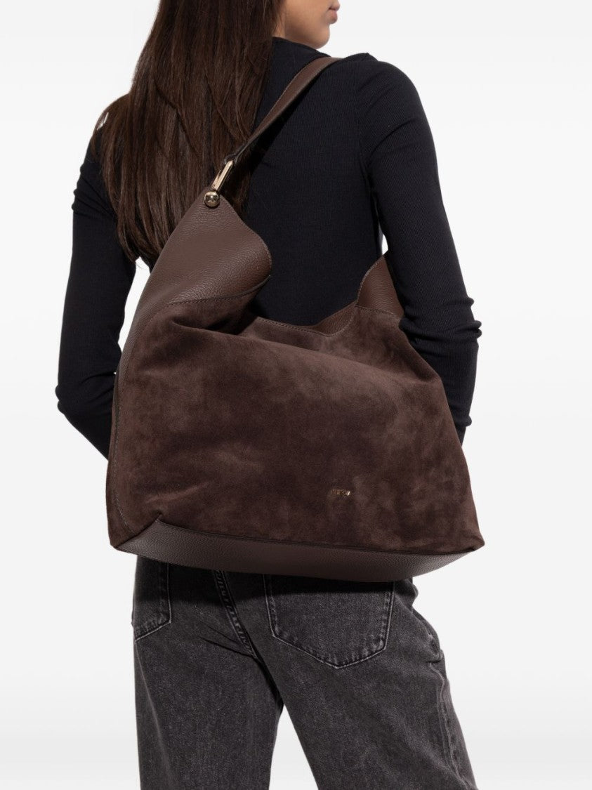 Furla Slouchy Leather Shoulder Bag With Gold Accents