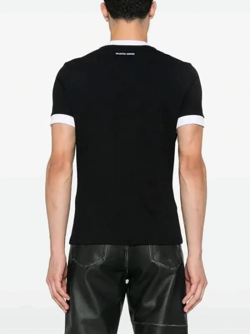 Marine Serre Fitted Short-Sleeve T-Shirt With Contrasting Ribbed Trims
