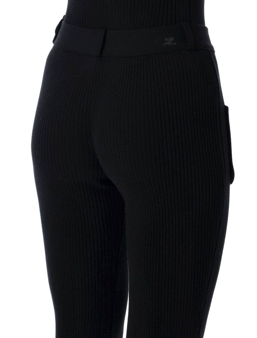 Courrèges Black Rib-Knit Pants With Pockets