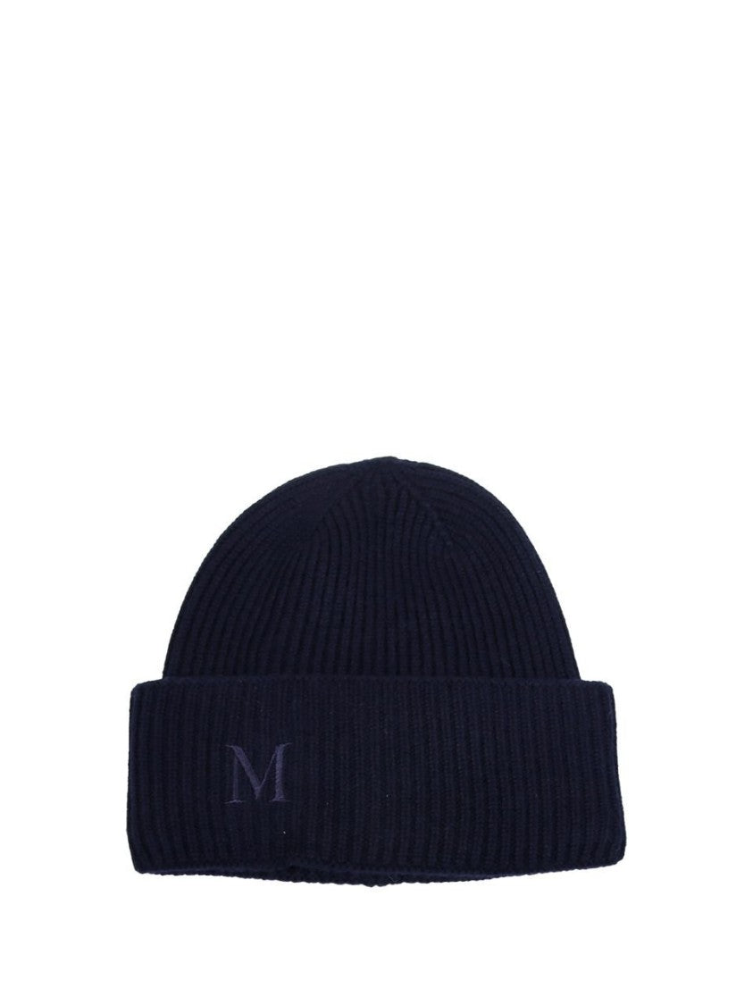 Max Mara Ribbed Cashmere Beanie With Embroidered Detail