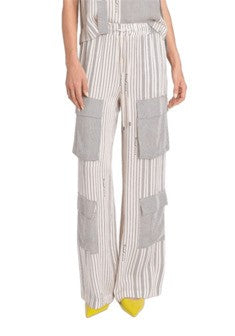 Twinset Actitude Wide-Leg Trousers With Deep Blue Stripe Design