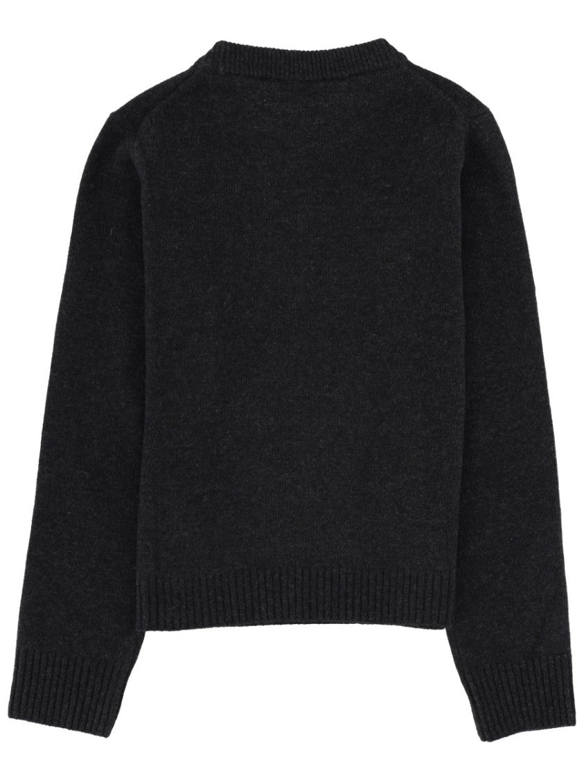 Ganni Black Bunny Printed Ribbed Wool Sweater