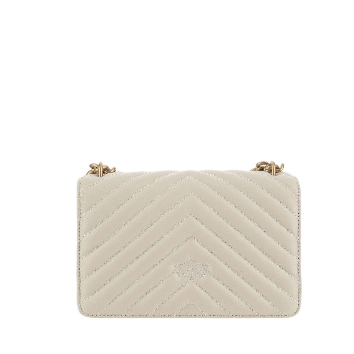 Pinko White Mini Love One Quilted Leather Shoulder Bag