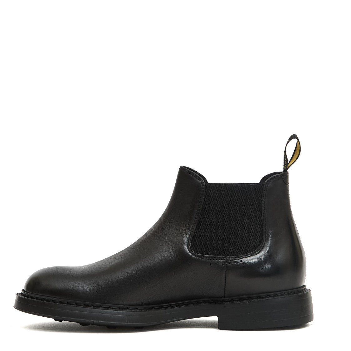 Doucal's Black Leather Ankle Boots With Elastic Side Panels