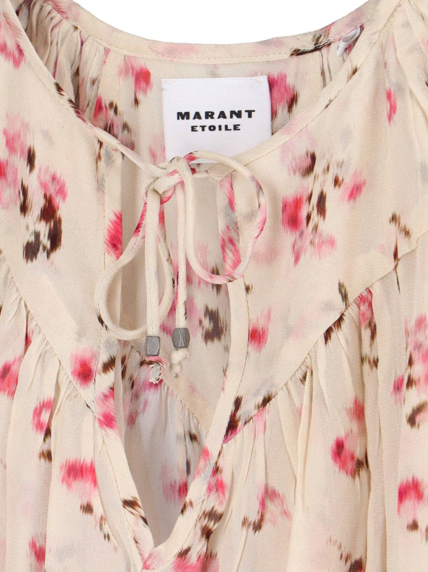 Isabel Marant Étoile Short-Sleeved Beige Top With Round Neckline