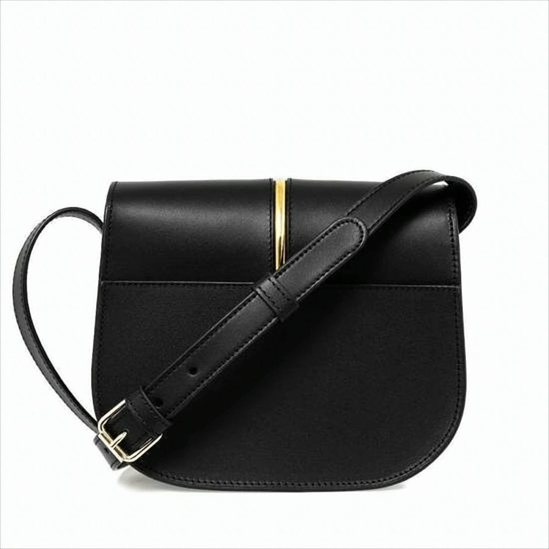 A.P.C. Structured Black Leather Shoulder Bag