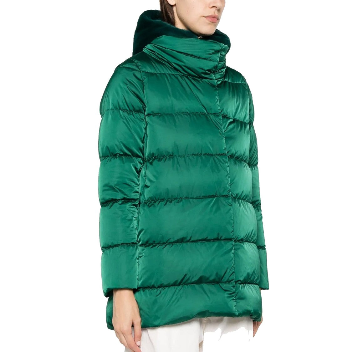 Herno High Neck Down Coat With Asymmetrical Hem