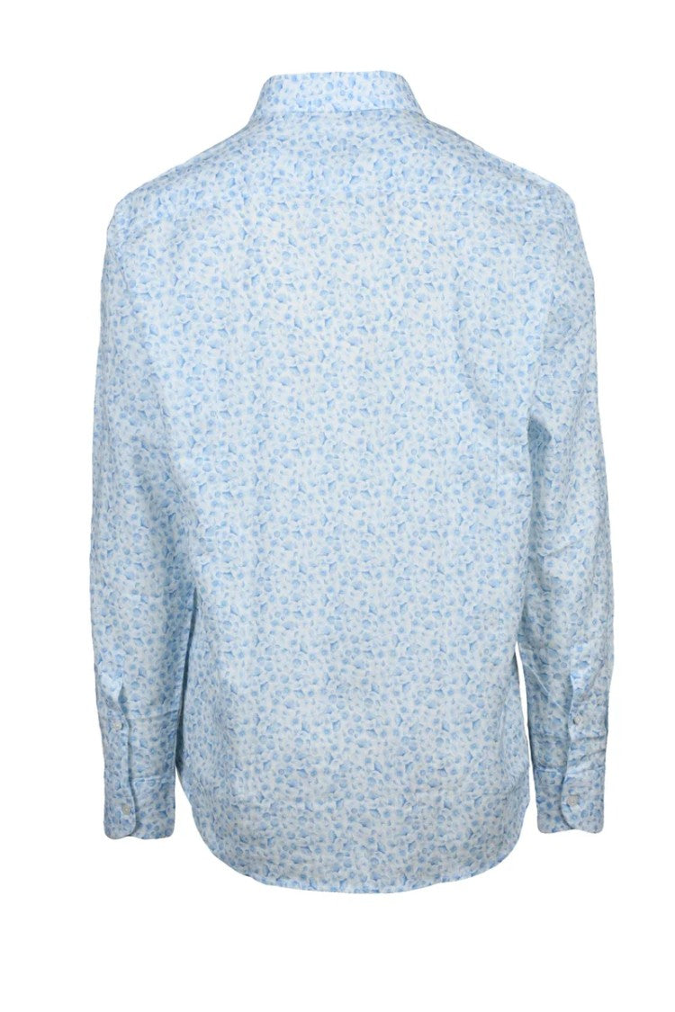 Mariano Napoli White Sky Blue Linen Cotton Shirt