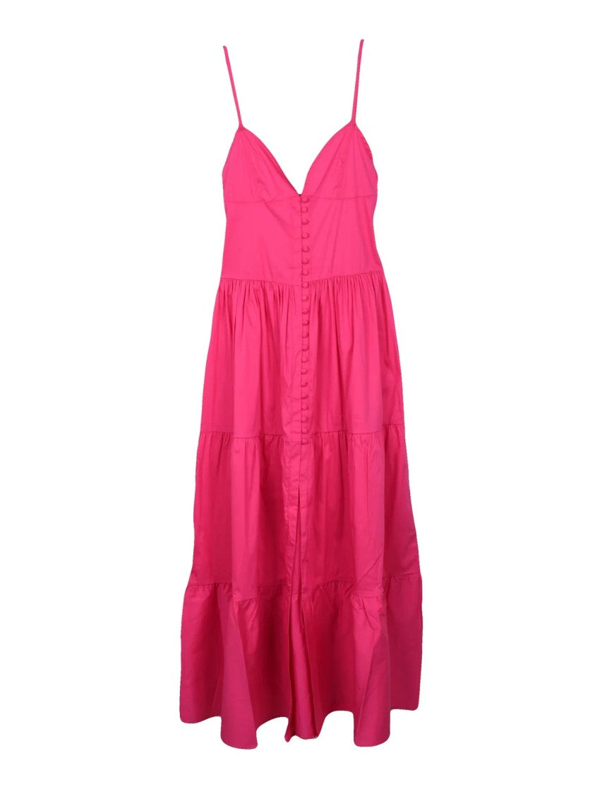 Me Fui Fuchsia Tiered Spaghetti Strap Maxi Dress