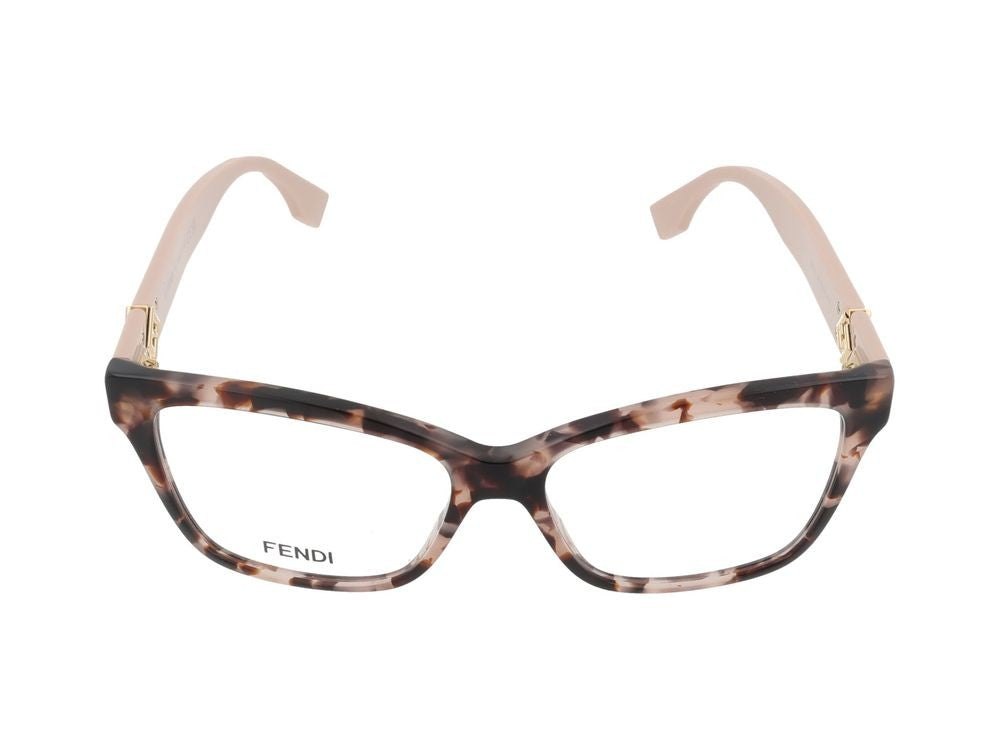 Maison Fendi Oversized Tortoiseshell Geometric Emblem Eyeglasses
