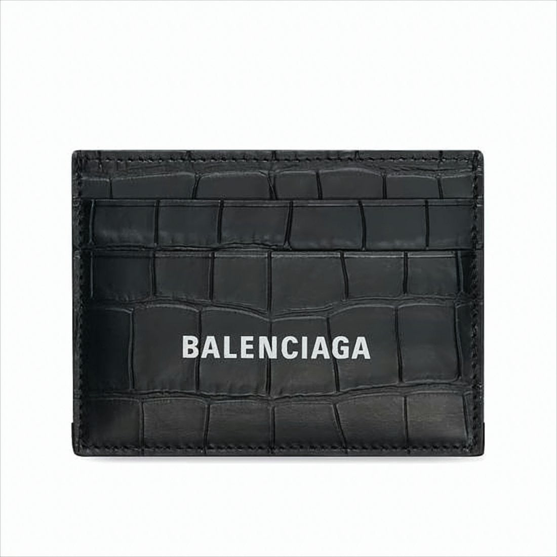 Balenciaga Textured Calf Leather Cardholder With Crocodile Pattern