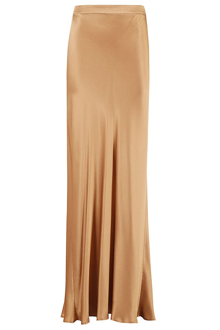Antonelli Flared Biscuit Silk-Blend Satin Maxi Skirt