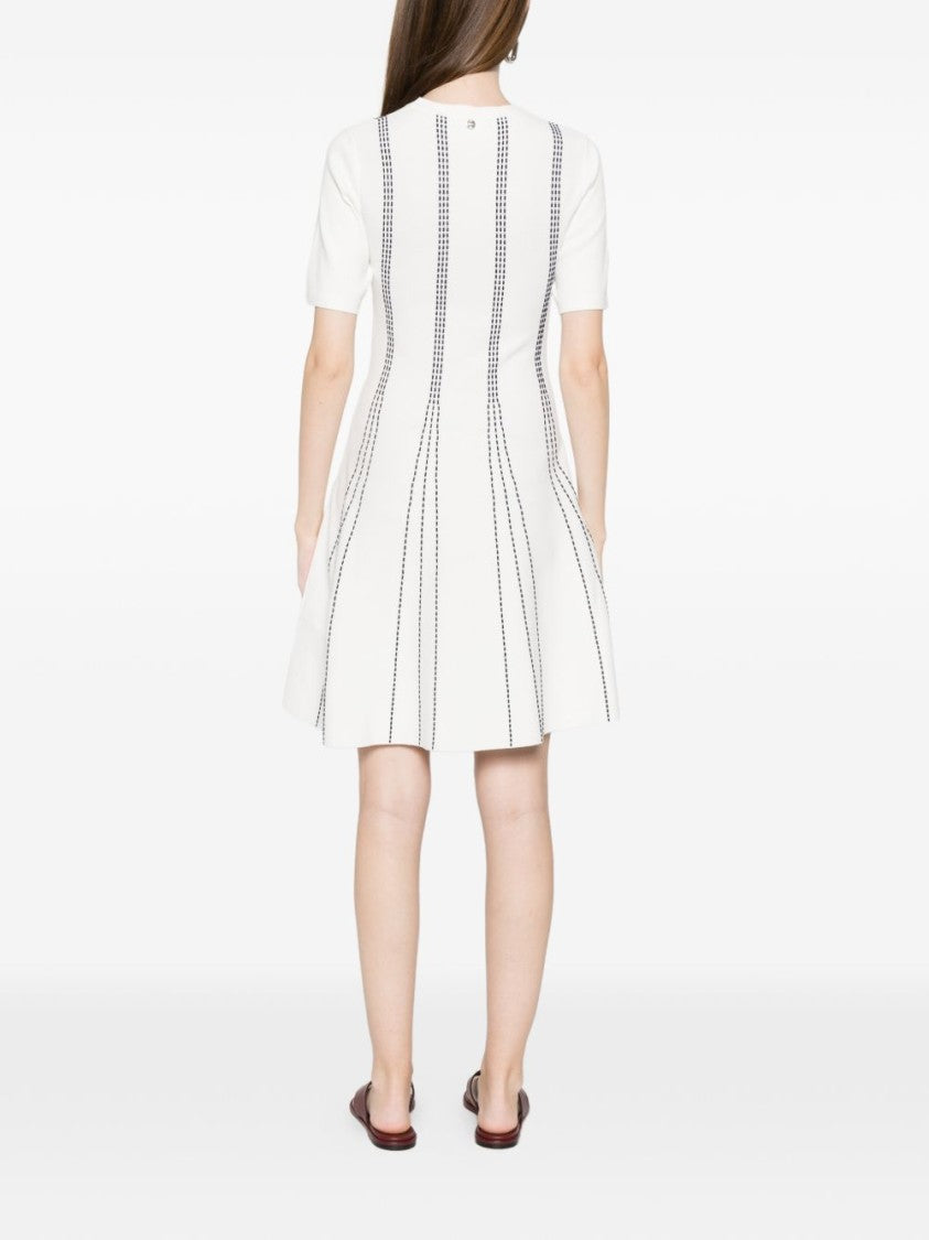 Liu Jo Flared Short-Sleeve Dotted Mini Dress