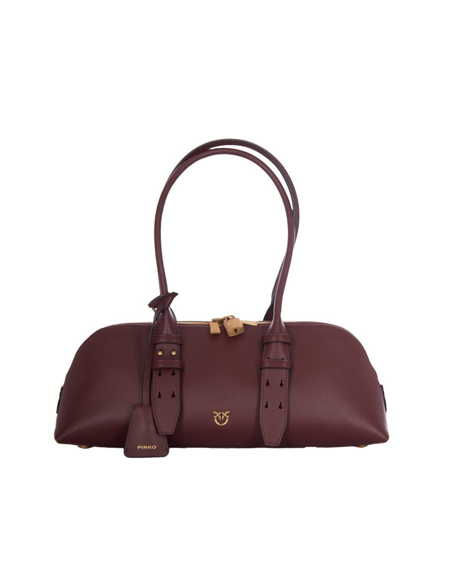 Pinko Structured Bowling Bag In Deep Burgundy